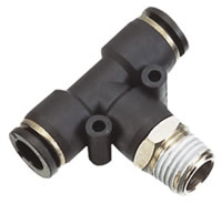 Conector TEE Macho Cent Giratório PB - Conexões Plásticas